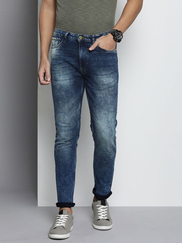The Indian Garage Co Men's G-ACE Slim Fit Solid Casual Jeans | Blue | 32