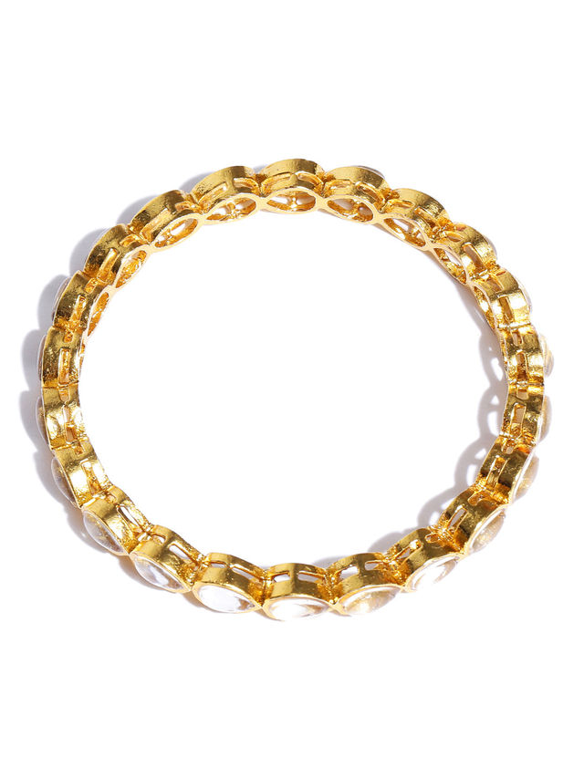 Priyaasi Set Of 4 Gold-Plated Drop Shaped Kundan Studded Bangles