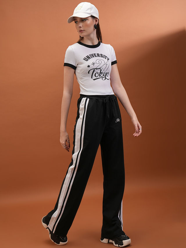 Tokyo Talkies Women's High Waist Wide-Leg Full-Length Track Pant