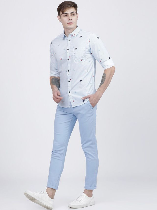 The Indian Garage Co Men's Slim Fit Striped Casual Shirt | Blue - XL