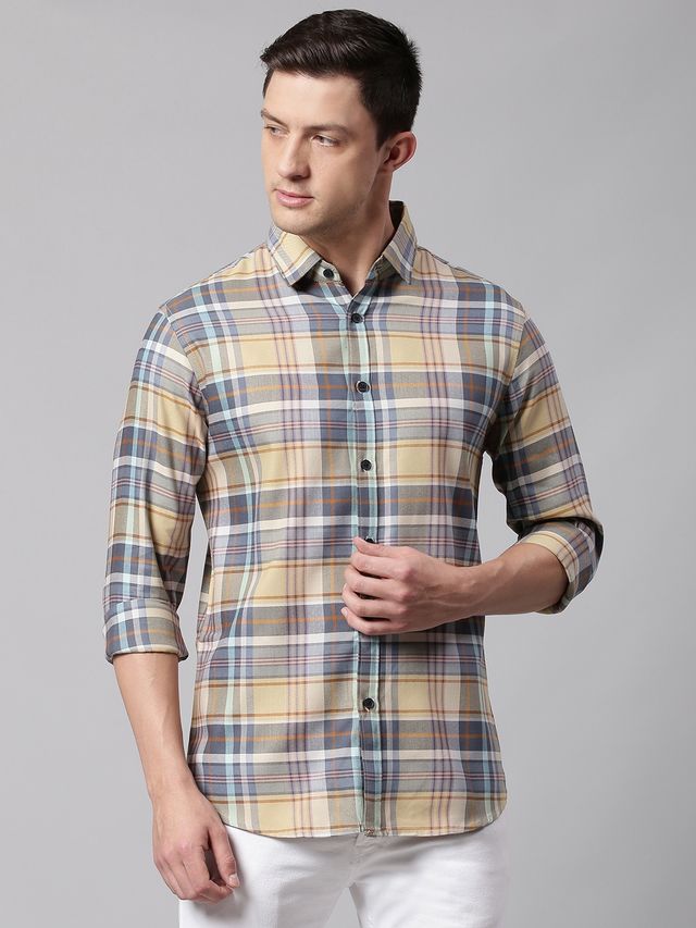 Dennis Lingo Men's Slim Fit Polycotton Casual Shirt | Orange | S