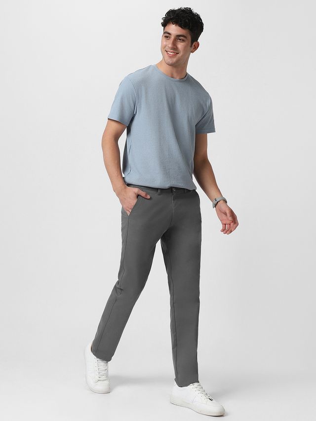Urbano Fashion Men's Chinos Trousers Cotton Slim Fit Casual Stretch | Dark Grey | 36