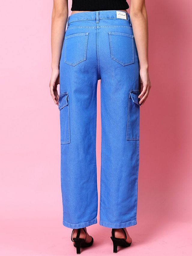 Freehand Women's Cargo Denim Jeans | Blue - 34