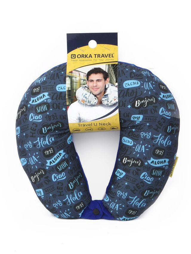 ORKA Unisex Printed Spandex Neck Pillow | Blue - One Size