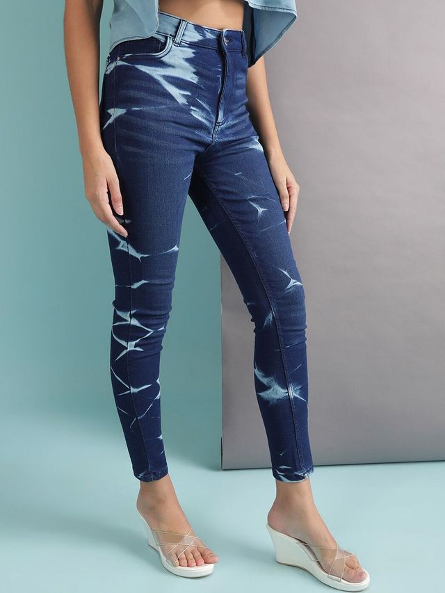 Freehand Women's Skinny Fit Denim Jeans With Tying | Blue - 32