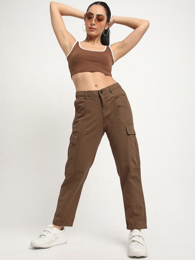 IVOC Women's Regular Cargo Trousers | Coffee Liquer - 32