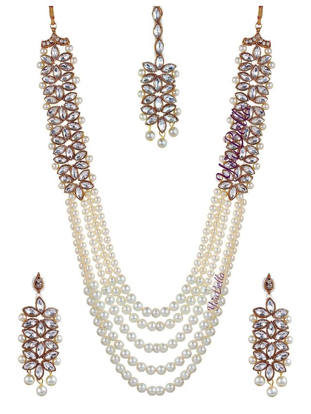 YouBella Stylish Latest Traditional Jewellery Pearl Jewellery Set for Women (YBNK - 5523)