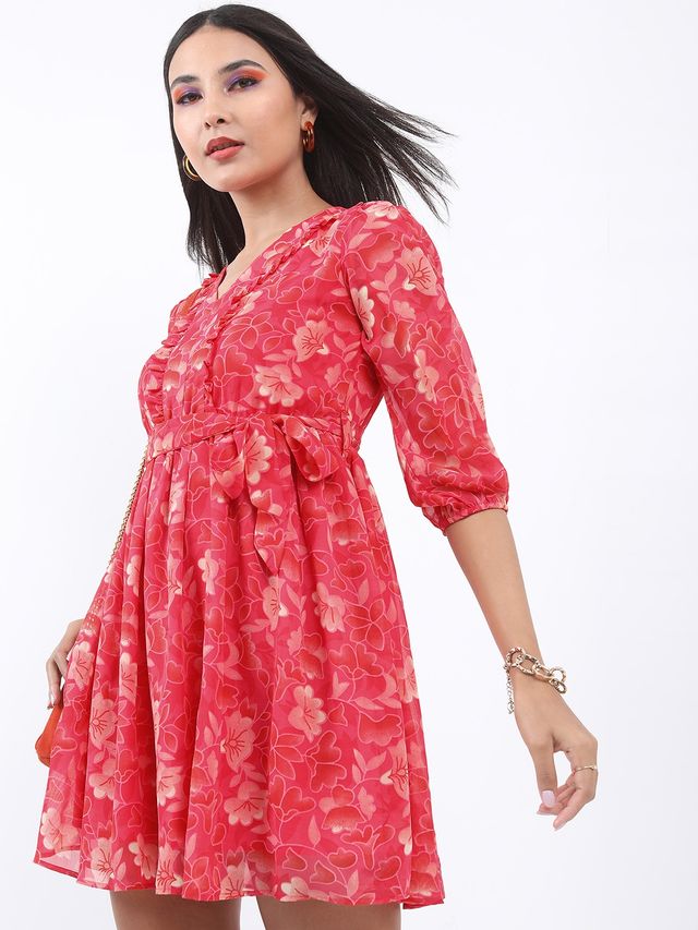 Ketch Women's Printed Fit & Flare Dress | Pink - S