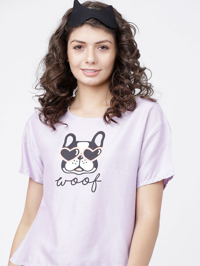 Tokyo Talkies Women's Graphic Printed Round Neck T-Shirt | Mauve and Black - L