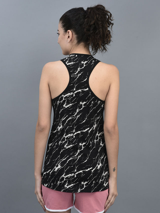 Dollar Women'S Printed Premium Cotton Racer Back Color - S | Black
