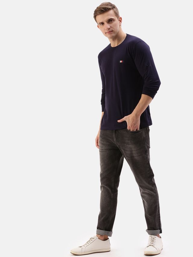 Actimaxx Men Solid Round Neck Long Sleeve Pure Cotton T-shirt | S | Colour May Vary