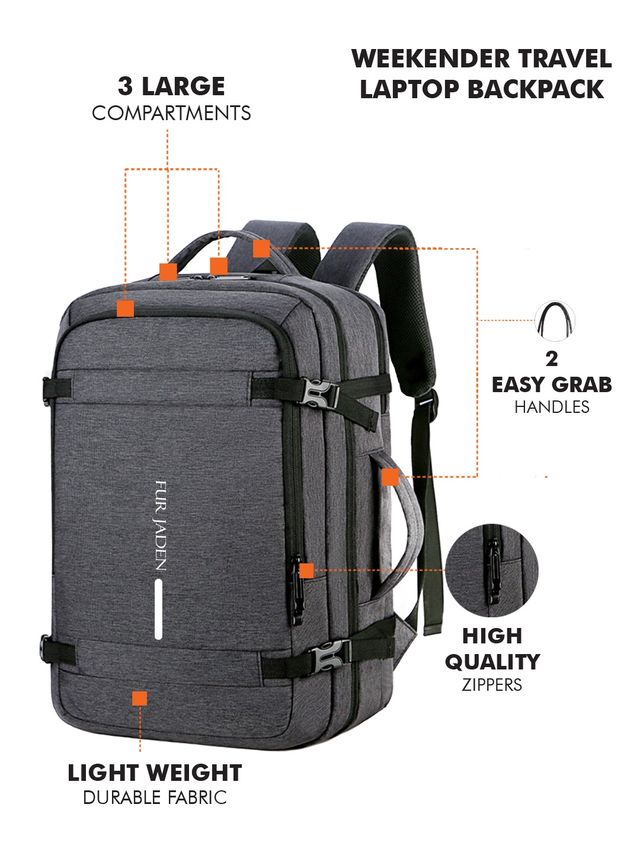 Fur Jaden Unisex Solid PU 40 L Laptop Backpack | Grey - 15.6 Inches