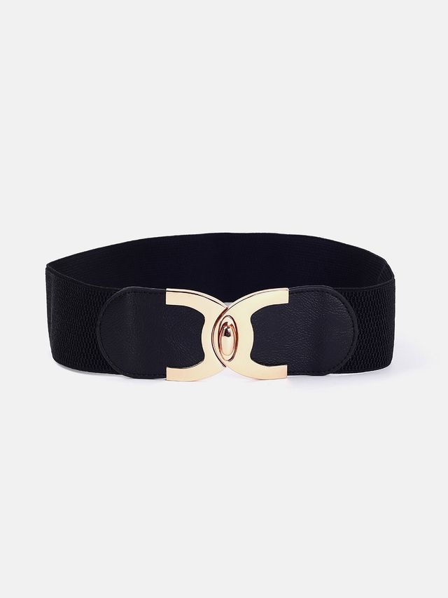 Haute Sauce Women's Solid Vegan Leather Belt | Black - Free Size