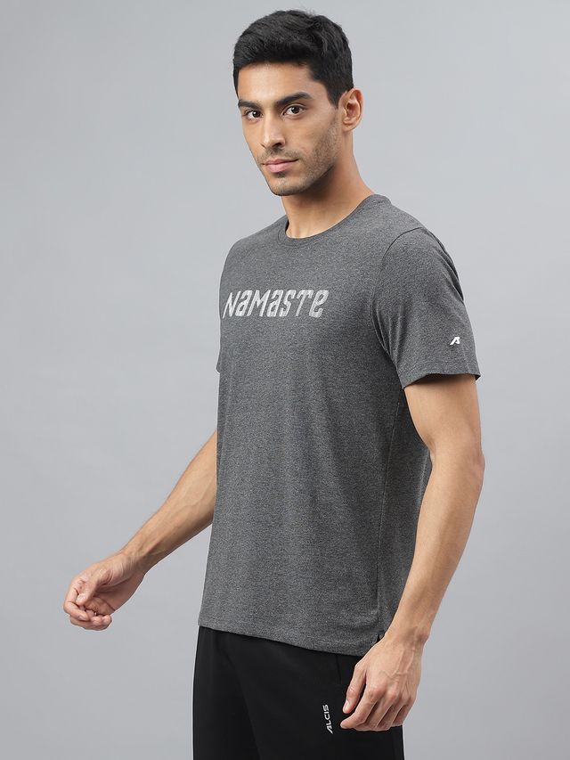 Alcis Men's Round Neck T-shirt | Charcoal - L