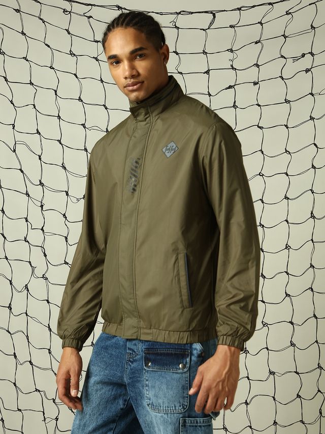 Hubberholme Men's Lightweight Relaxed Fit Reversible Windcheater Jacket | Olive - XL