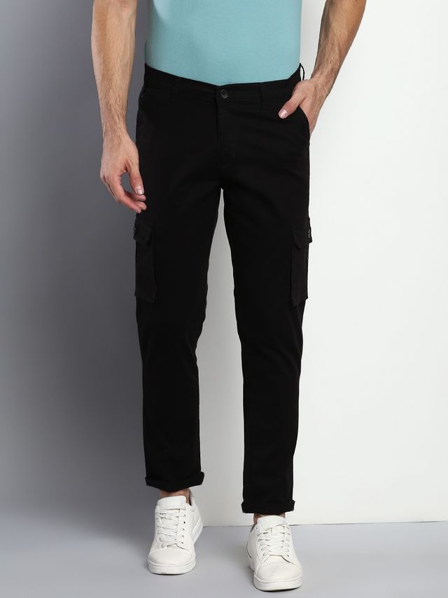 Dennis Lingo Men's Tapered Fit Cargos Trousers | Black | 32
