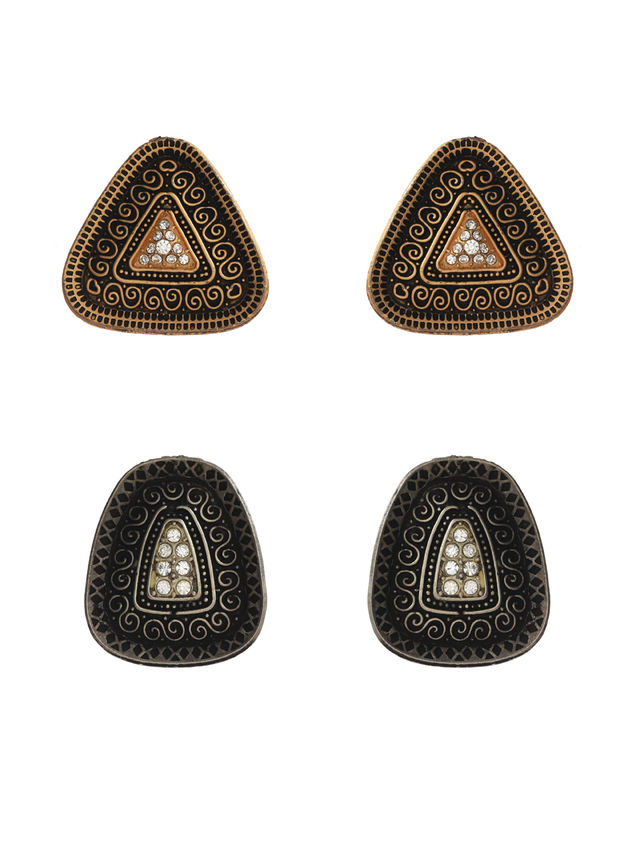 Priyaasi Studded Gold and Silver Plated Earring Set