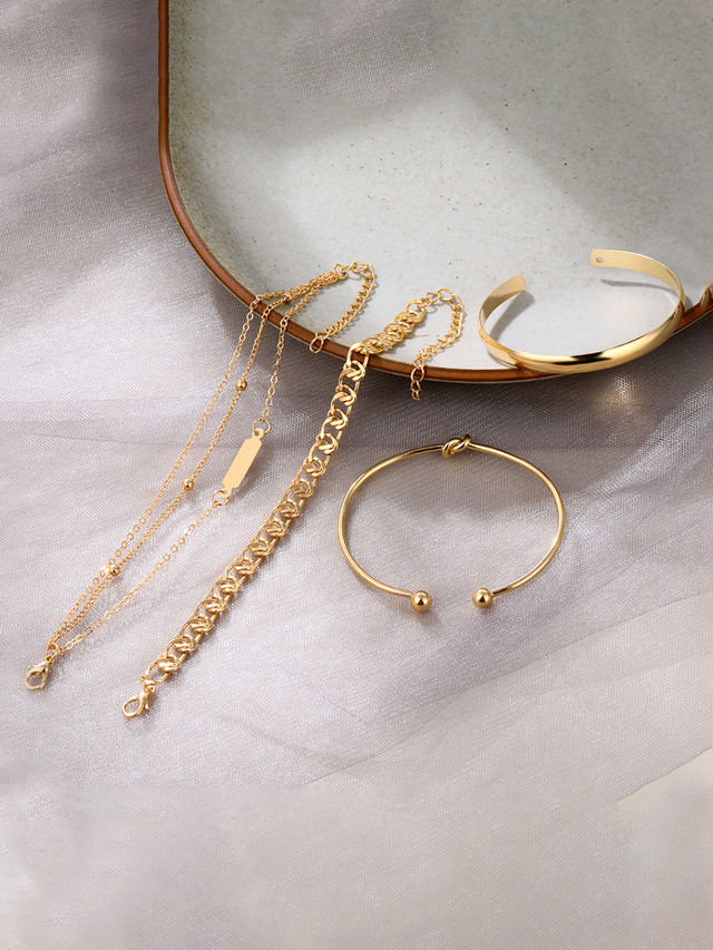 Yellow Chimes 5 Pcs Multilayered Chain Bracelet Set for Women
