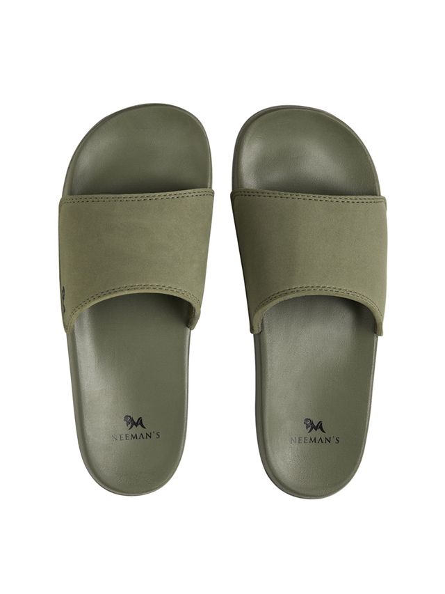 Neemans Unisex Eco Slides - Olive Green | UK 8