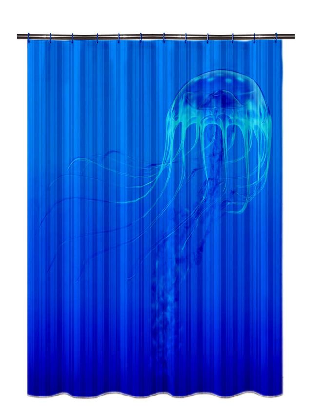 Lushomes Shower Curtain - Jelly Fish Printed | Waterproof | 12 Eyelets | No Hooks | 6 x 6.5 ft