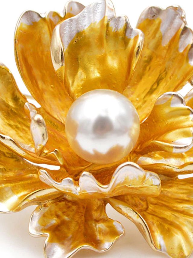 Youbella Crystal Unisex Floral Brooch For Wedding/Party For Women/Girls/Men(Yellow)(Yb_Brooch_140)