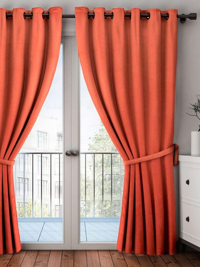 Bianca Satin Blackout Light Blocking & Soundproof Curtain - 1pc 7.5 ft | Blackout Plain-Rust