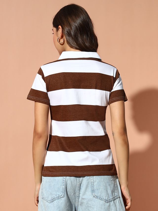 The Dry State Women's Cambridge Brown & White T-shirts WTSH | 1615C | S