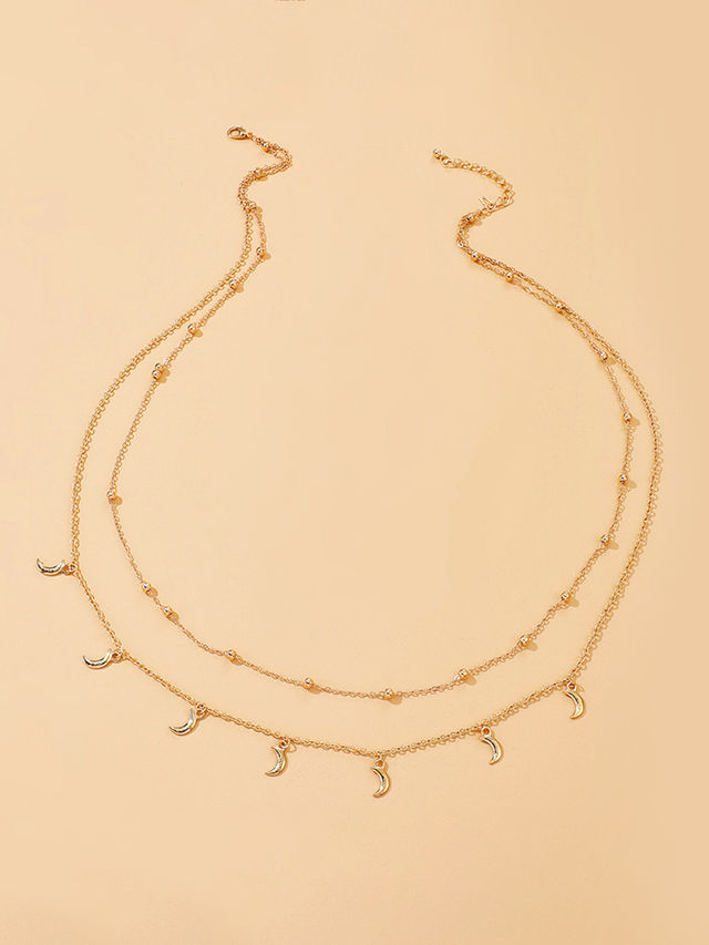 Unwind By Yellow Chimes Gold-Toned Multilayered Crystal Studded Moon Charm Waist Chain