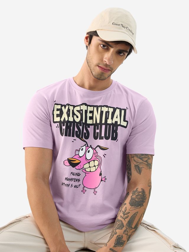 The Souled Store Men's Regular Courage- Existential Crisis T-Shirts | Purple | M