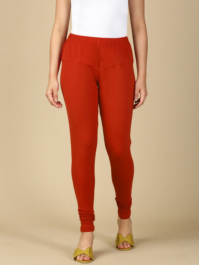 Pynk Women s Ultra Soft 360  Stretch Premium Cotton Churidar Leggings | Scarlet | Free Size