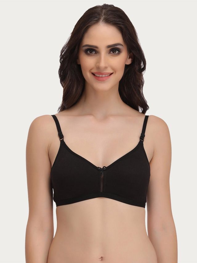 Clovia Women Non-Padded Non-Wired Full Coverage Bra - Cotton | Red and Black | 40B