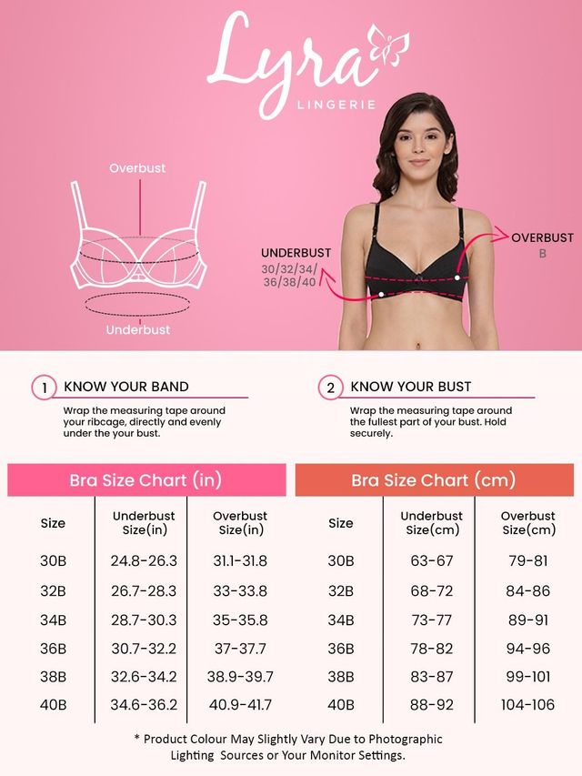 Lyra Women's Bra Non Padded Daily Wear Comfortable | Black - 34B