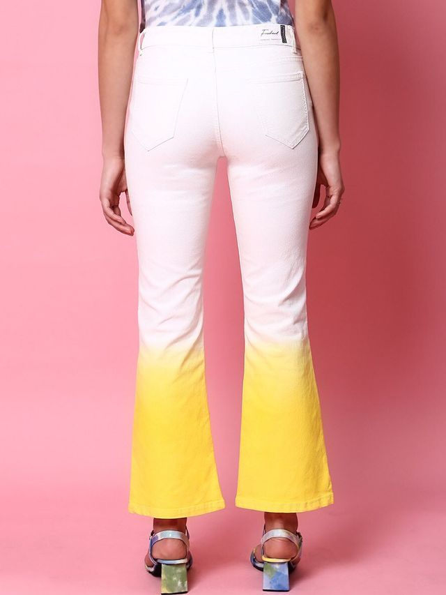 Freehand Women's Ombre Bootcut Denim Jeans | White - 28