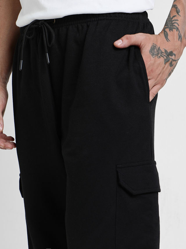 VEIRDO Men's Solid Regular Cargo with Side Pocket | VDMBW0300002 | Black - M