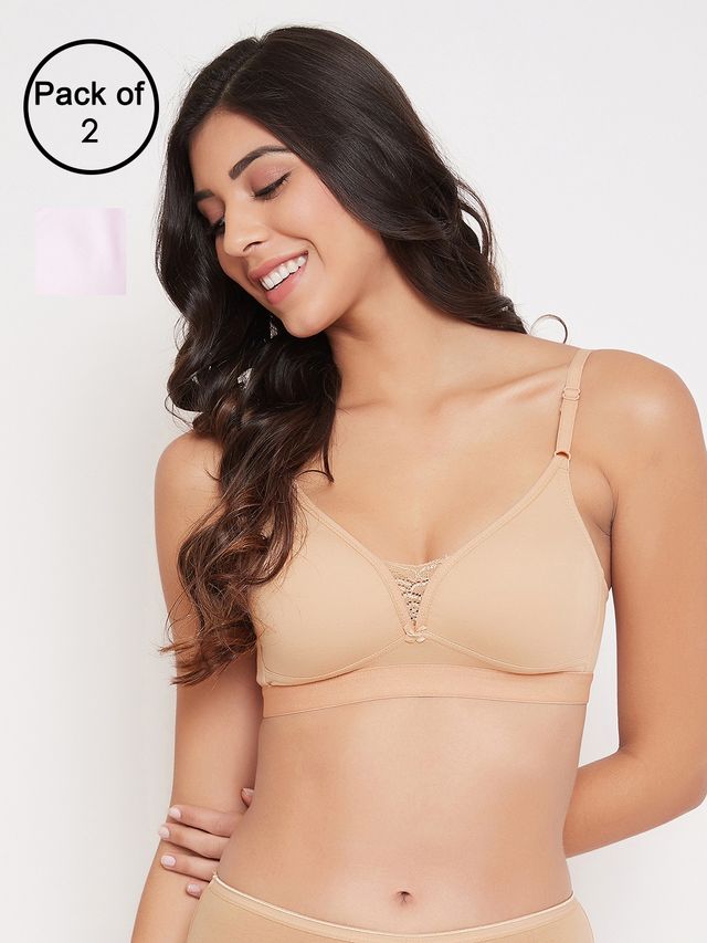Clovia Women Non-Padded Non-Wired Full Cup T-Shirt Bra - Light Pink, Beige | 38C