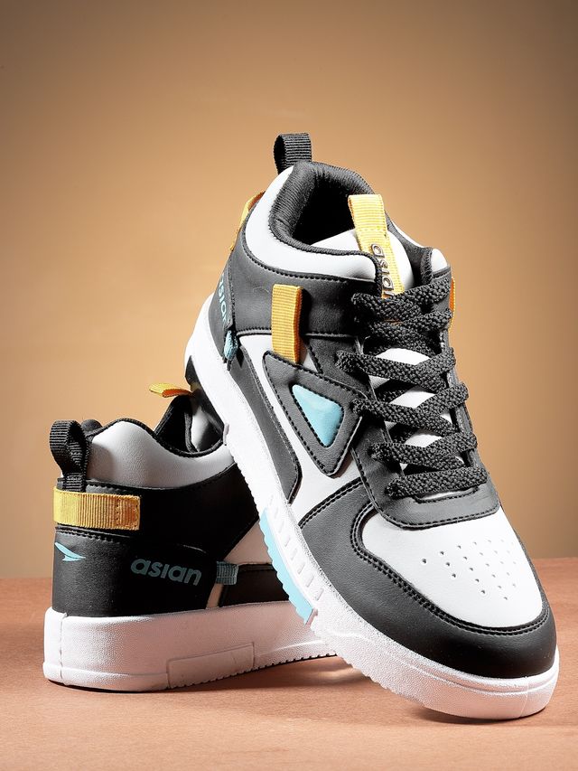 Asian Tarzan-11 Men High Top Sneakers Lightgrey-Black (Size-7)