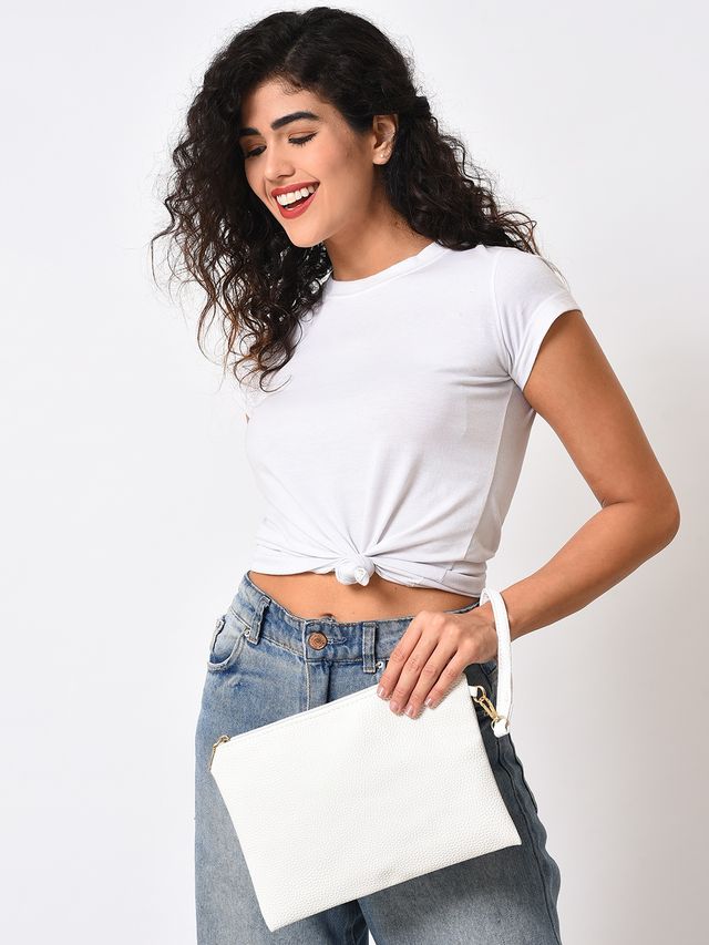 Haute Sauce Women's Solid PU Purse | White