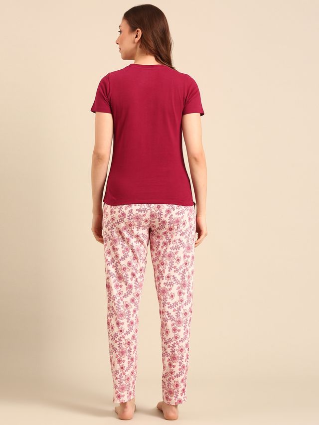 Pepe Jeans Women's Premium Sleep Set Maroon Floral - L