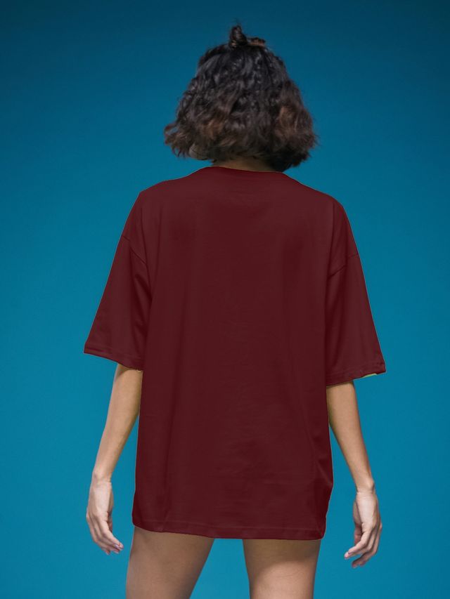 Smartees Womens Oversize Printed T-shirt | WW - 2031 | Maroon - M