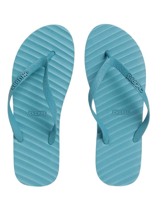 Chupps Women's Banana Leaf Monocrome Blue Flipflop - UK 7