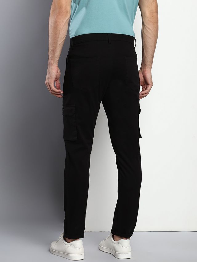 Dennis Lingo Men's Tapered Fit Cargos Trousers | Black | 32