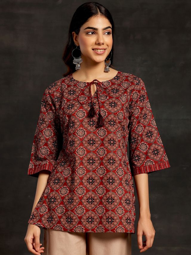 Libas Women's Cotton Kurti | Maroon - S