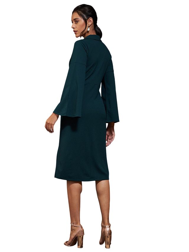 Athena Women Green Bell Sleeves Formal Dress Green M