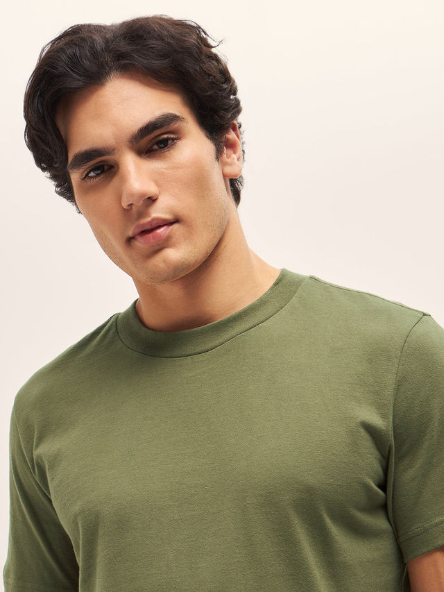The Bear House Men Relax Fit Solid T-shirt - Poli | Olive | XXL
