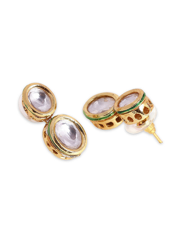 Priyaasi Kundan Gold Plated Pendant With Mini Kundan Gold Plated Earrings Manglasutra Set