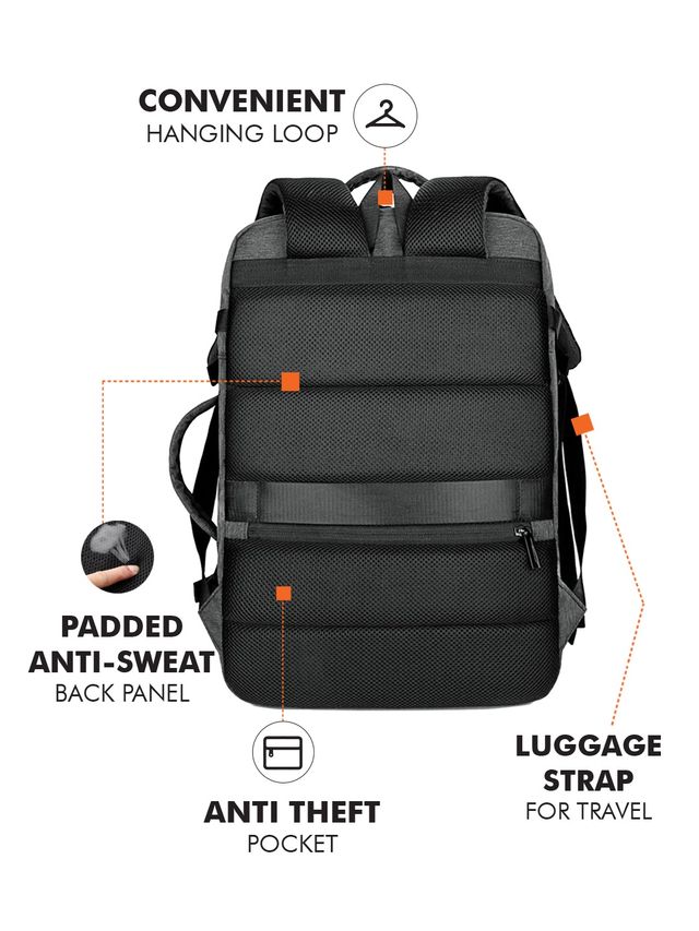 Fur Jaden Unisex Solid PU 40 L Laptop Backpack | Grey - 15.6 Inches