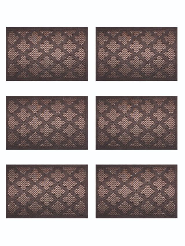 Bianca Premium Woven Pvc Placemat For Dining Table 6pc 12 x 18 Set | Alpine-Mocha