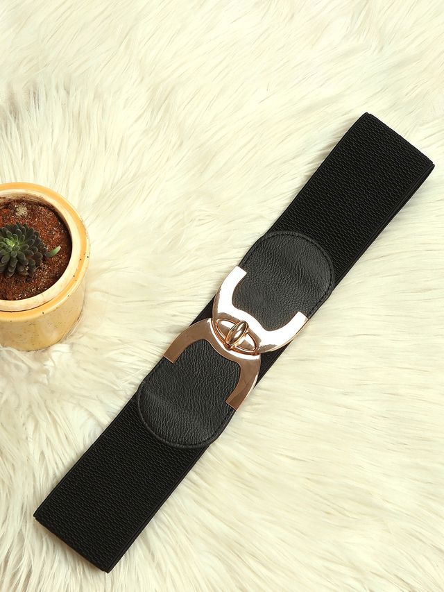 Haute Sauce Women's Solid Vegan Leather Belt | Black - Free Size