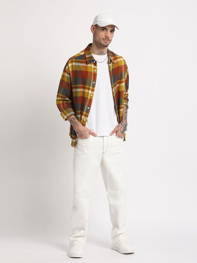 THE BEAR HOUSE Men's Checked Regular Fit Cotton Casual Shirt | TBH-MELA-MC | Multicolour - L