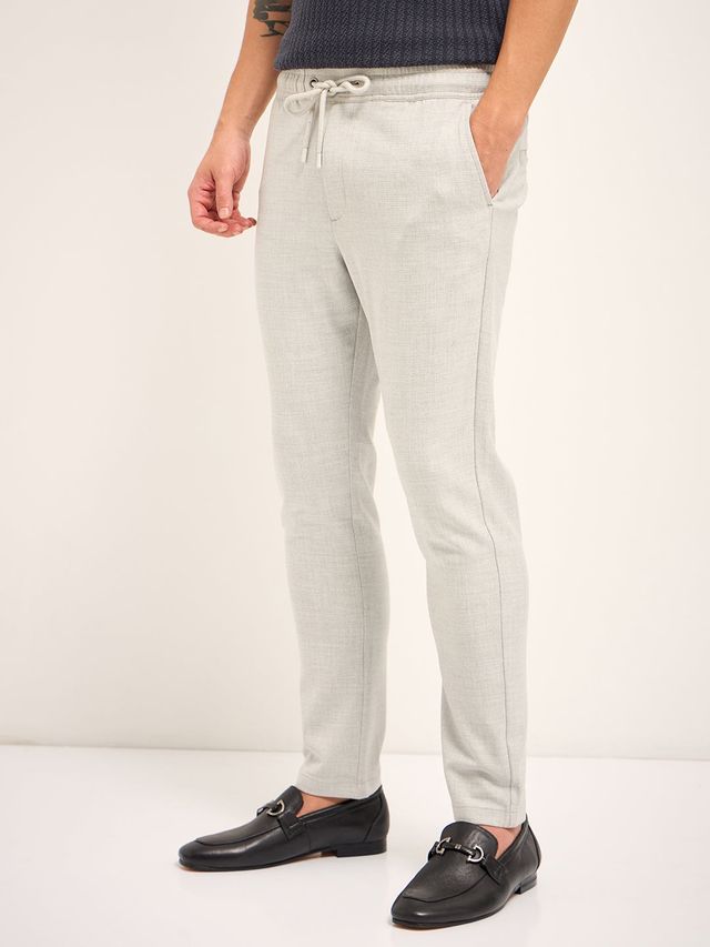 The Bear House Men 4 Way Stretch Solid Formal Trouser - Figola | Grey | 38